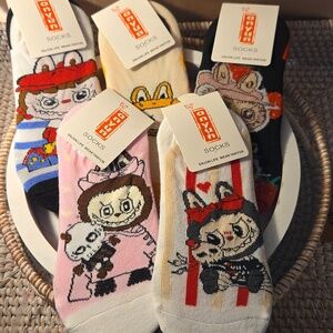 5 Cute  Labubu Cartoon Character Socks Set